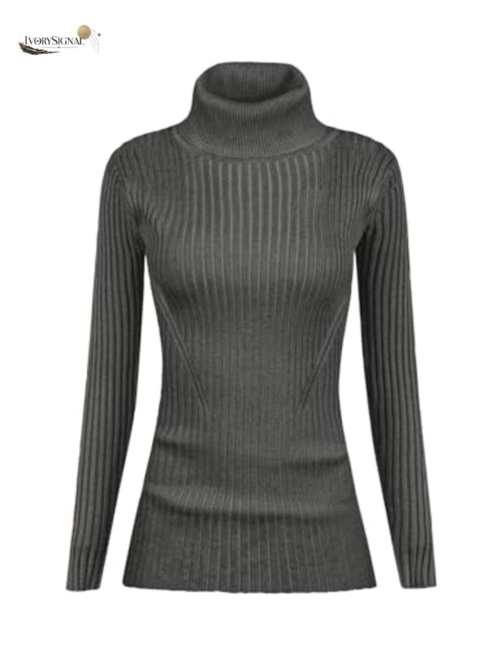 Turtleneck Ribbed Knit Pullover Sweater Long Sleeve Fitted